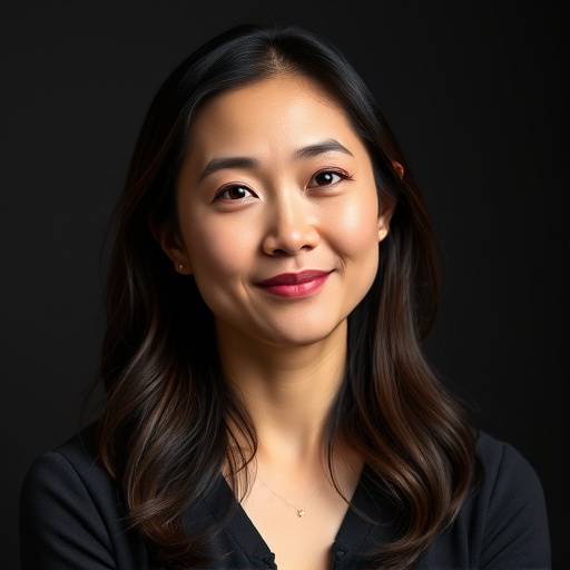 Professional headshot of Sarah Chen, Creative Director of Aurora Studios, with a thoughtful expression