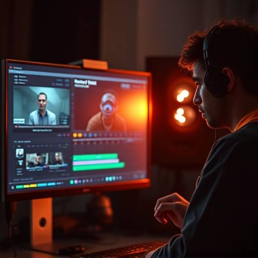 Video editor working on a computer